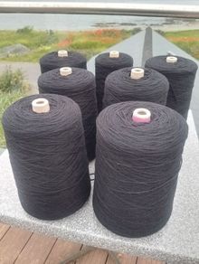 Double-worsted Black Wool Yarn Cones