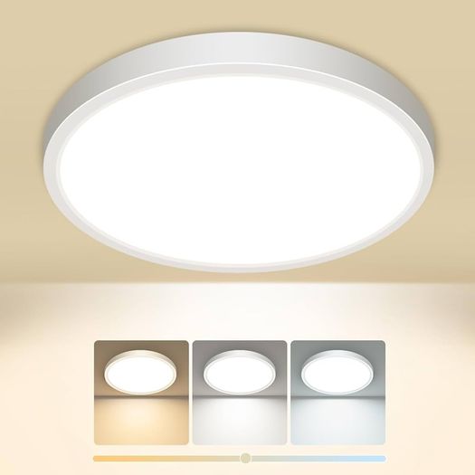 3000K 4000K 6500K 3 Colours Ceiling Light, 15 W 1500 LM, Modern, Round, IP44 Waterproof Bathroom Ceiling Light for Kitchen, Bedroom, Hallway, Garage, Balcony