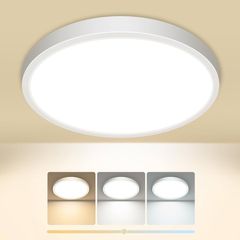 3000K 4000K 6500K 3 Colours Ceiling Light, 15 W 1500 LM, Modern, Round, IP44 Waterproof Bathroom Ceiling Light for Kitchen, Bedroom, Hallway, Garage, Balcony