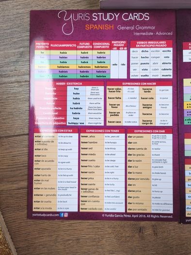 Spanish exam papers & Grammar study cards