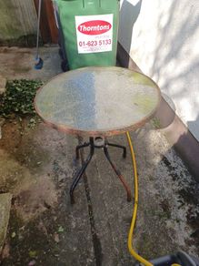 outside glass table