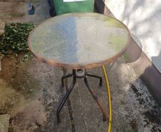 outside glass table