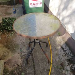 outside glass table