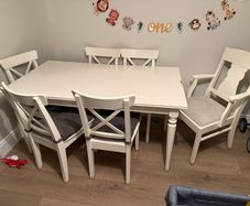 INGATORP Extendable table, white and 6 chairs