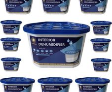 Dehumidifier Tubs 500ml Pack of 10 Moisture Absorber Condensation Remover for Damp, Mould, Moisture in Home, Kitchen, Wardrobe, Bedroom, Caravan, Office, Garage, Bathroom, Blue