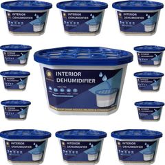 Dehumidifier Tubs 500ml Pack of 10 Moisture Absorber Condensation Remover for Damp, Mould, Moisture in Home, Kitchen, Wardrobe, Bedroom, Caravan, Office, Garage, Bathroom, Blue