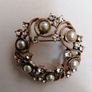 Broach Gold Tone Pearl and CZ Vintage Image 3