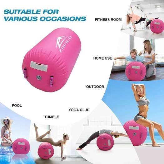 Air Roller Gymnastics Barrel Inflatable Air Roller Barrel with Pump, Tumbling Mat Gym Tumble Track Backhandspring Trainer for Exercise Training Yoga Backflip