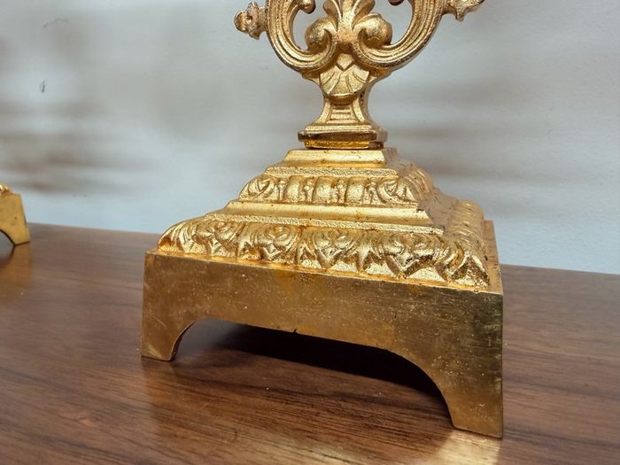 Pair of Gilt Brass Candelabras in Louis XIV Style