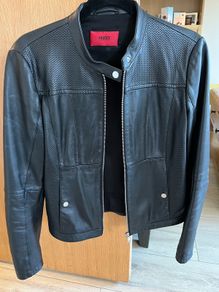 Boss leather jacket size M . Uk 10-12