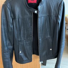 Boss leather jacket size M . Uk 10-12