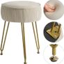 Velvet Round Footrest, Makeup Vanity Stool, Side Table, Pouf Couch Seat, Golden Steel Legs, Creamy-White L/G-30M Image 6