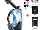 Snorkel Mask Full View 180 Degree Full Face Snorkeling Snorkel Masks Diving Mask Adult and Child Safety Diving with Action Camera Slot