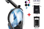 Snorkel Mask Full View 180 Degree Full Face Snorkeling Snorkel Masks Diving Mask Adult and Child Safety Diving with Action Camera Slot