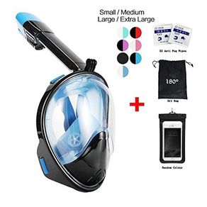 Snorkel Mask Full View 180 Degree Full Face Snorkeling Snorkel Masks Diving Mask Adult and Child Safety Diving with Action Camera Slot