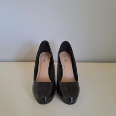 Black Patent High Heel Court Shoe Size 4