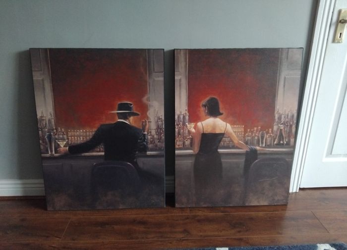 Set of beautiful bar scene canvases