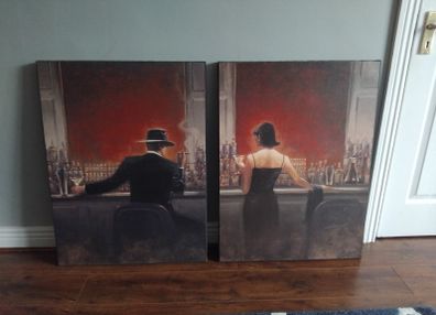 Set of beautiful bar scene canvases