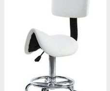 Saddle Spa Rolling White Stool with Back Support for Beauty Tattoo