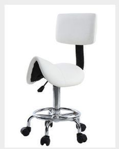 Saddle Spa Rolling White Stool with Back Support for Beauty Tattoo