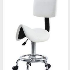 Saddle Spa Rolling White Stool with Back Support for Beauty Tattoo
