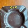 C & C Dry Ginger "ale" enamel metal ashtray ,dark brown,  very old vintage advertising ashtray, hard to come by ,collectors item,used condition  see pictures Image 2