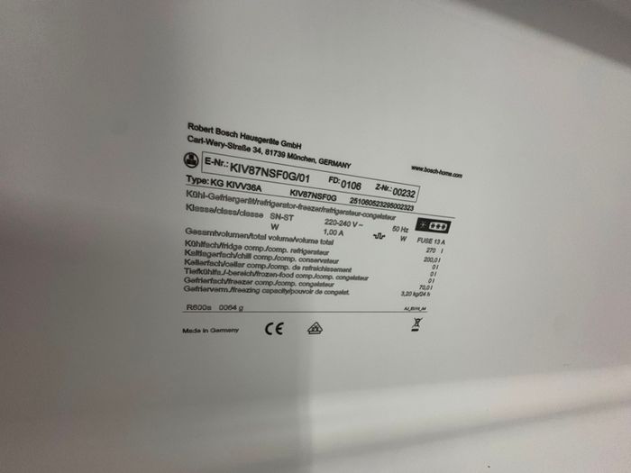 integrated fridge/freezer