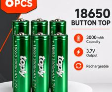 6 x 18650 Button Top Rechargeable Batteries