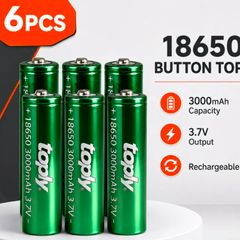 6 x 18650 Button Top Rechargeable Batteries