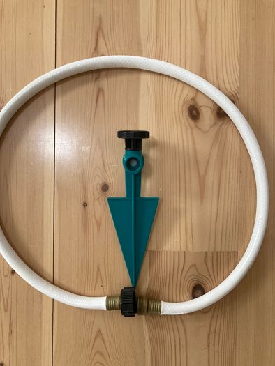 An extension hose with brass fittings
