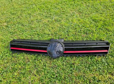 VW Golf MK7 GTI Front Grille. Genuine, Gloss Black with Red Trim