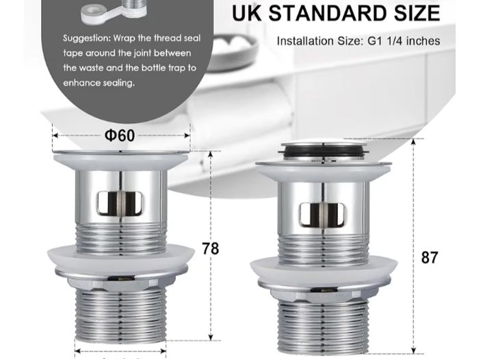 Waterfall with Pop up Waste Slotted Square Bathroom Sink Mixer Tap with G1/2 UK Standard Hoses Single Lever Mono Monobloc Modern Cloakroom Faucet 1 Hole