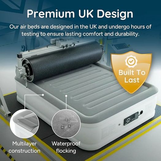 Luxury Double Air Bed, Good Housekeeping 2026 Air Mattress Winner, Dual Pump SlumberGuard Tech, Adjustable Firmness, Built in Pump & USB Nightlight