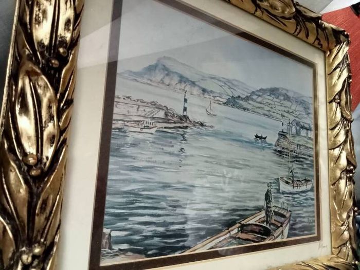 Signed Irish Fine Art print  by R. W. Young "Carnlough at Co.Antrim"
