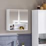 Mirror cabinet modern design  has 2 mirrored doors and an open storage compartment Image 3