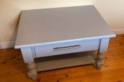 Blue Wooden Coffee Table with Drawer &amp; Lower Storage Shelf