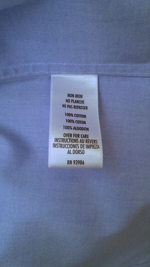 Non-iron Blue Shirt 3/4 Sleeves Size S
