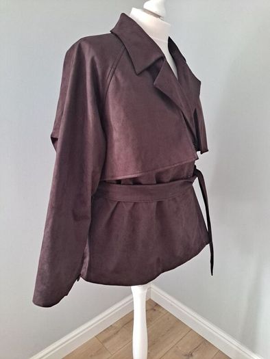 New 4th Arq chocolate brown suede effect Jacket size XL UK 16
