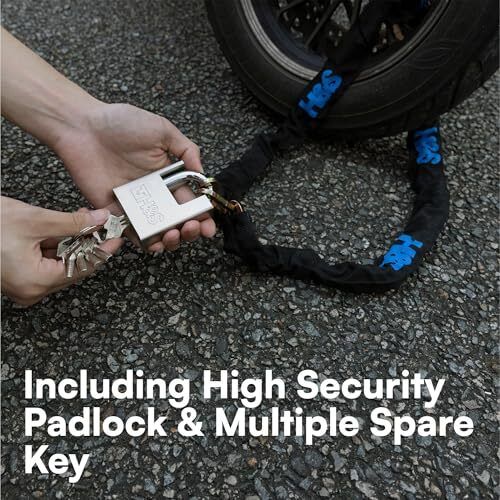 Heavy Duty Motorbike Lock with Padlock | 6mm x 1.2m | Motorcycle & Scooter Lock with Security Chain | 2m Bike Locks High Security | Strong Chain & Locking Padlock (6mm Dia x 1200mm Length)