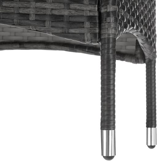 _Polyrattan garden set, 2 chairs and small table with glass top, robust steel frame, various colours (gray)
