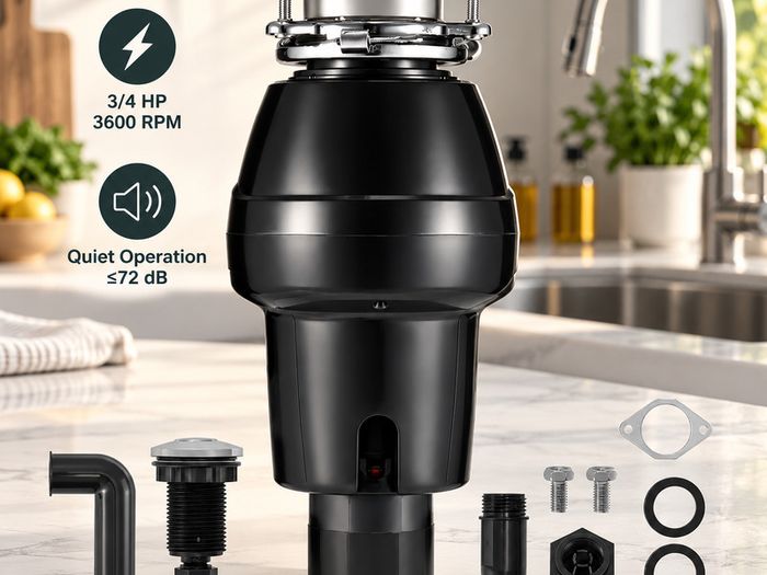 3/4 HP Food Waste Disposer 3600 RPM Continuous Feed Kitchen Sink Waste Disposal Unit