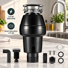 3/4 HP Food Waste Disposer 3600 RPM Continuous Feed Kitchen Sink Waste Disposal Unit