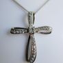 Vintage Sterling Silver  Rhinestone Curved Cross Necklace length 18" - 4,5g Image 3