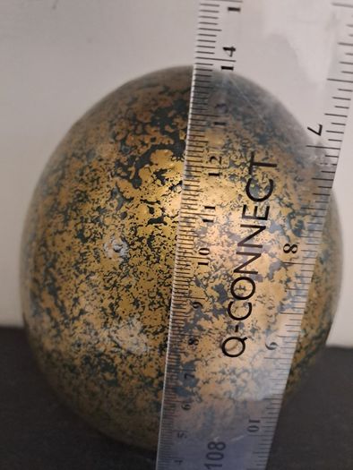 South African Ostrich Egg Ornament Green and Gold Crackle Finish