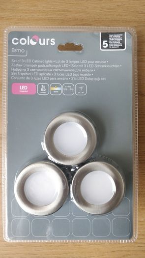 Colours Esmo Brushed Chrome effect Mains-powered LED Under cabinet light IP20 (W)24mm, Pack of 3