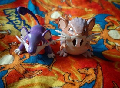 Pokemon Tomy 1998 Figures Rattata and Raticate