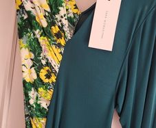 ZARA Collection green floral asymmetrical midi Sz M-L - Bnwt Rrp 79.99