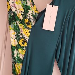 ZARA Collection green floral asymmetrical midi Sz M-L - Bnwt Rrp 79.99