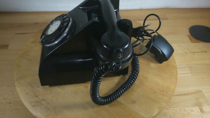 Vintage GPO 300 Series Black Bakelite Rotary Telephone - Restored Original - 1940s/50s Prop/Collectable
