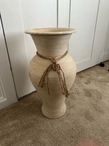 Large Cream Ceramic Floor Vase Decorative Urn